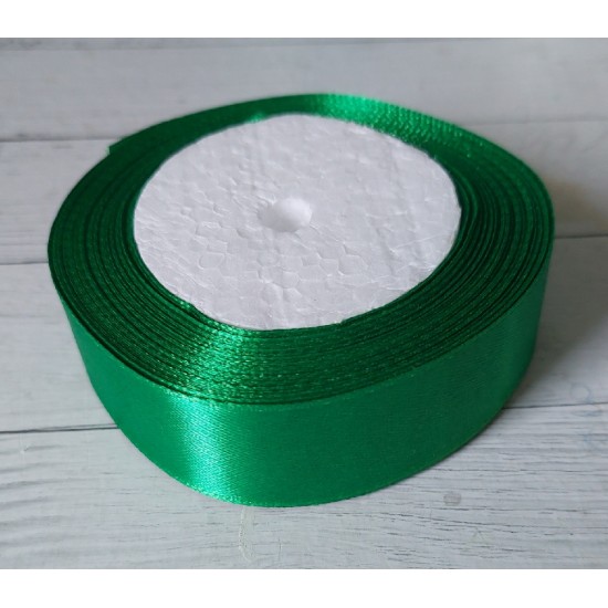 ОПТ Лента атласная однотонная 2,5 см*25 ярдов цв. зеленый 19, цена за катушку